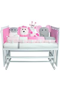 Rimini Baby Smartcrib Doğal Beyaz Katlanır Beşik+ilk Arkadaşlarım Eğitici Uyku Seti Pembe