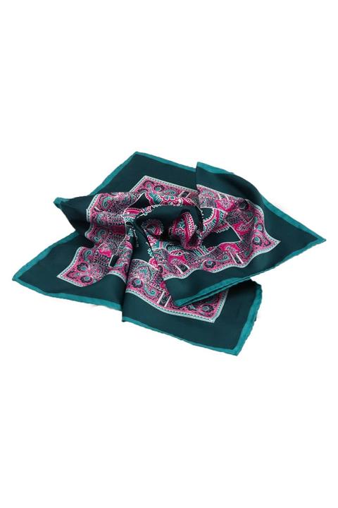 ROMASTER Koyu Turkuaz Renk Desenli Mendil