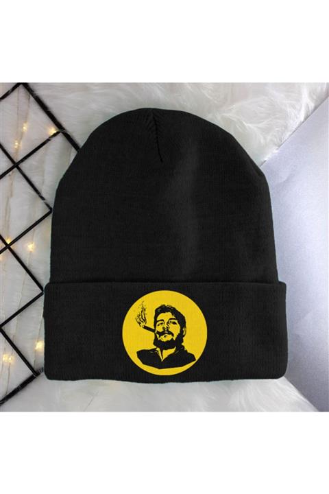 mubay design Unisex Baskılı Che Guevara Siyah Basic Bere