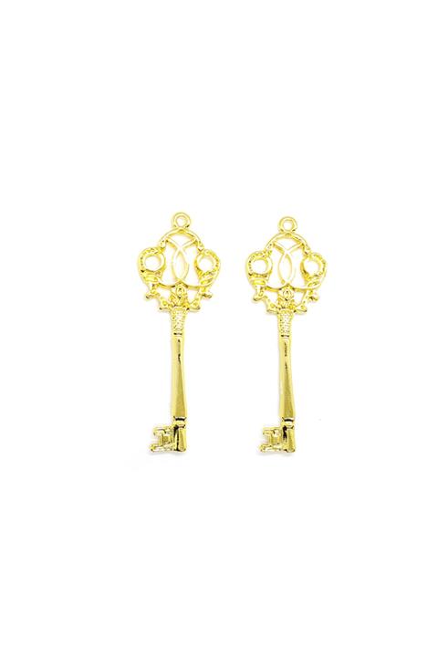 Narin Bijuteri 2 Adet Anahtar Figür Parlak Altın Kaplama Kolye Ucu