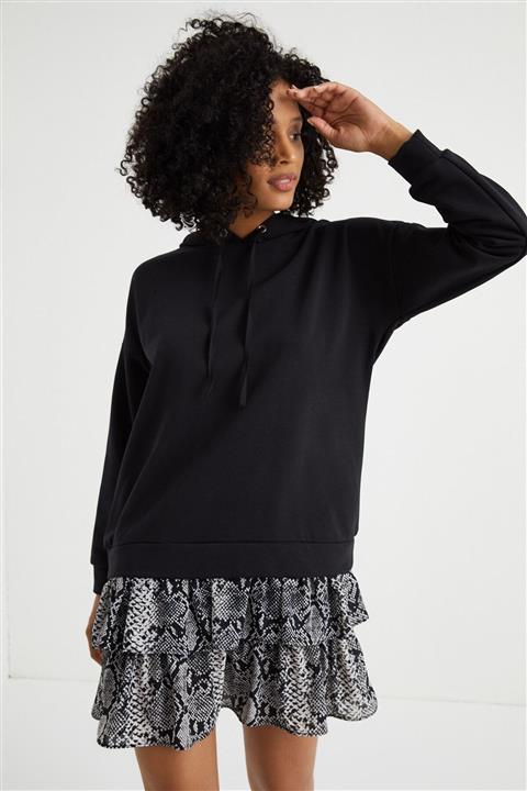 Curly Kadın Siyah Sweat Elbise