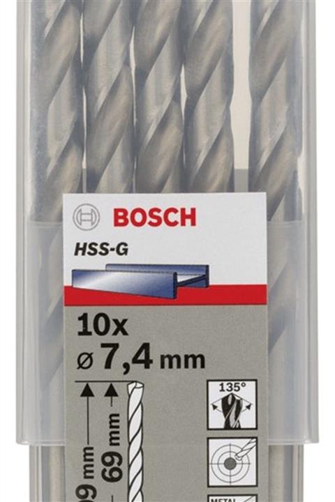 Bosch Hss-g Gümüş Metal Matkap Ucu 7,4*109 mm 10'lu Paket