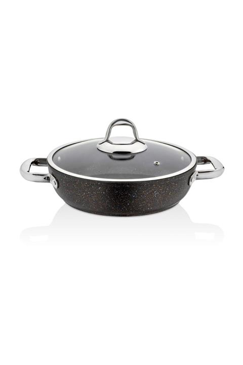 Schafer Galaxy Tech Yanmaz Yapışmaz Basık Tencere 30 cm 2 Parça Siyah
