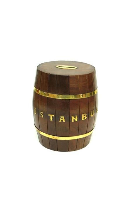 YAŞARMEDYA Kumbara Fıçı Istanbul Ahşap Fıçı Dekoratif Hediyelik