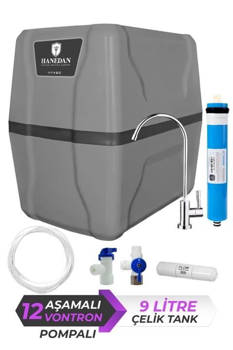 Hanedan 12 Aşama 9 L Çelik Tanklı Pompalı Vontron Membranlı Su Arıtma Cihazı-315