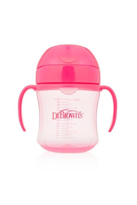 Dr Browns 6 Oz/ 180 ml Yumuşak Oluklu Alıştırma Bardağı- Pembe (6m+)