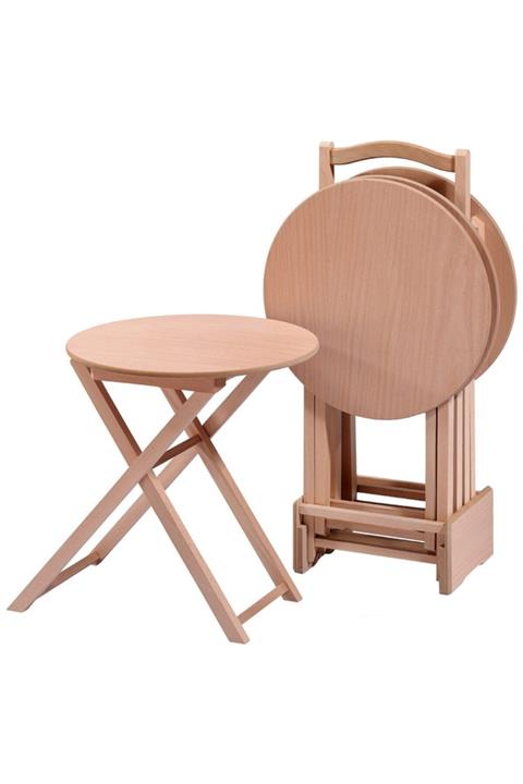 DORATLI DEKOR Yuvarlak Katlanır Zigon Sehpa