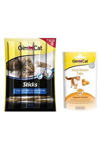 Gimcat 4 Adet Kedi Ödülü 2 Sticks Somonlu Ve Alabalıklı 20 gr + 2 Multi Vitamin Tabs 40 gr