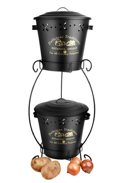FORSACE Ferforje Lüx Katlı Büyük Patates ve Soğan Kovası Siyah