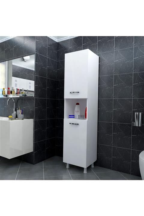 ARNETTİ Gediz Mutfak Ve Banyo Dolabı Beyaz 144x29x32 Çok Amaçlı Kullanılabilir Çift Kapaklı 5 Raf