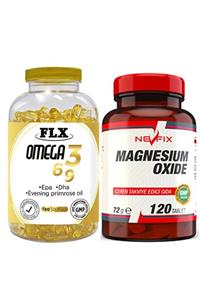 FLX Omega 3-6-9 Balık Yağı 180 Softgel & Nevfix Magnesium Oxide Magnezyum 250 Mg 120 Tablet