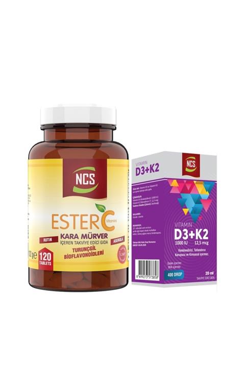 NCS Ester C Vitamini Kara Mürver 120 Tablet+vitamin D3 K2 20 Ml