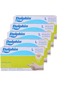 Dolphin Latex Pudralı Eldiven L 100'lü 5'li