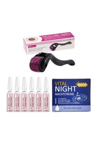 REAM QUARTETT Collagen Içeren Gece Kremi + Beauty Face Collagen Ampul 2m X 6 + Derma Roller 0.5mm