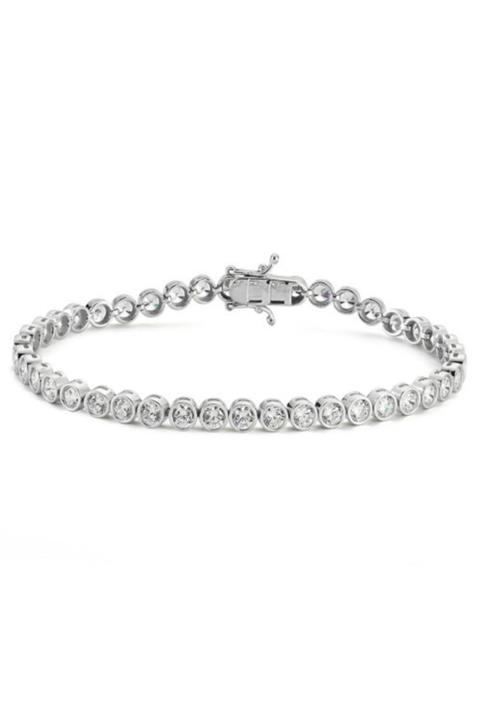 Valori Jewels Yuvarlak Montür, 6.76 Karat Swarovski Zirkon Taşli, Gümüş Su Yolu Bileklik