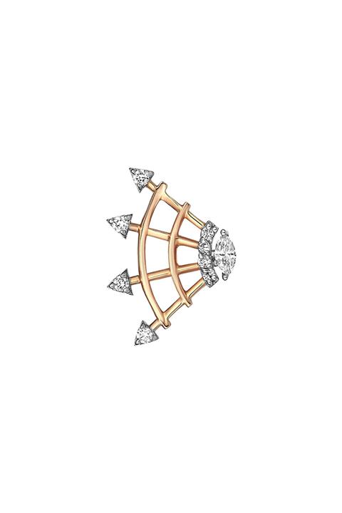 KISMET BY MİLKA Pembe Altın Beyaz Pırlanta Markiz Beyaz Pırlanta 4 Oklu Yay Küpe EA14R53W0W2