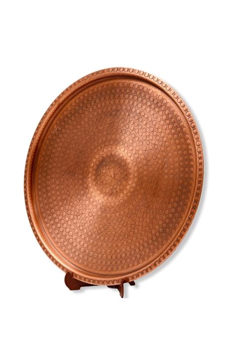 Tanrıkulu Bakırcılık Bakır Tepsi Köşeleri İnce Yuvarlak İnce Çekiç Dövme