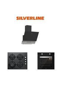 Silverline Siyah Cam Ankastre Set (3450 Slım-lıne 60+cs5429b01+bo6501b01)