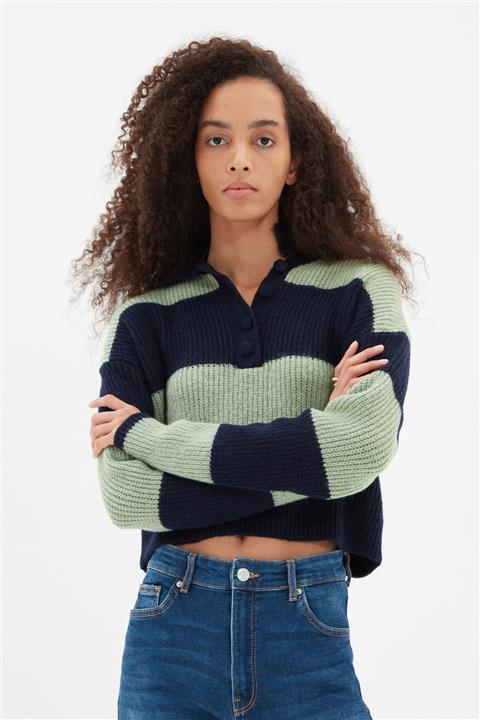 TRENDYOLMİLLA Lacivert Yakalı Triko Kazak TWOAW22KZ0226