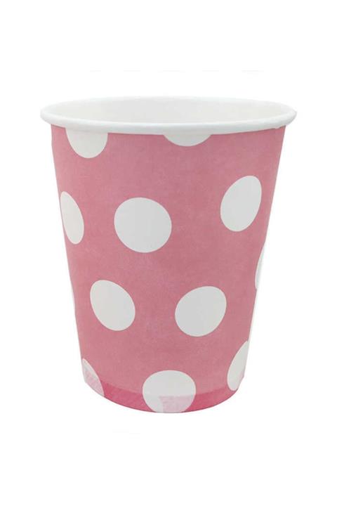 whiteavm Bardak Karton Puantiyeli Pembe 8oz P8