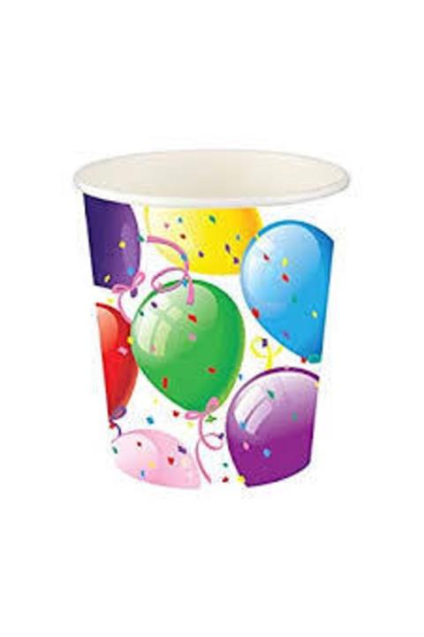 Kastore Rengarenk Balonlu Karton Bardak 200cc- 8li