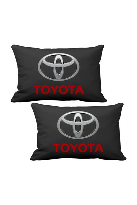 ASR Toyota 2 Li Lüks Araç Boyun Yastığı Siyah Ve Ahşap Logo Anahtarlık