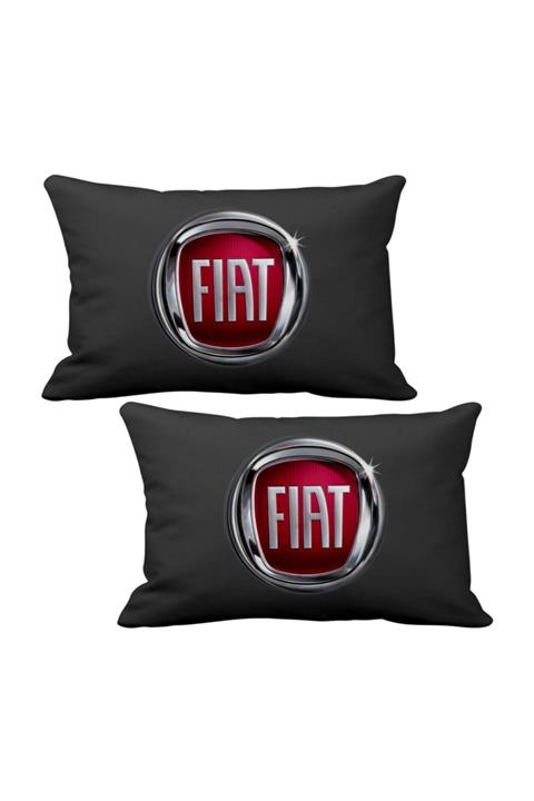 ASR Fiat 2 Li Lüks Araç Boyun Yastığı Siyah Ve Ahşap Logo Anahtarlık