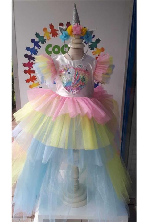 ÇOCUK GİYİM MERKEZİ Kız Çocuk Unicorn Elbise