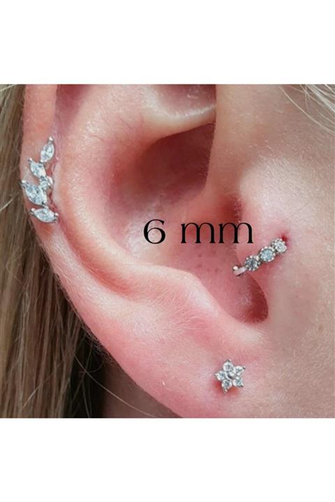 Bylin Takı Zirkon Taşlı 925 Ayar Gümüş Küpe / Piercing