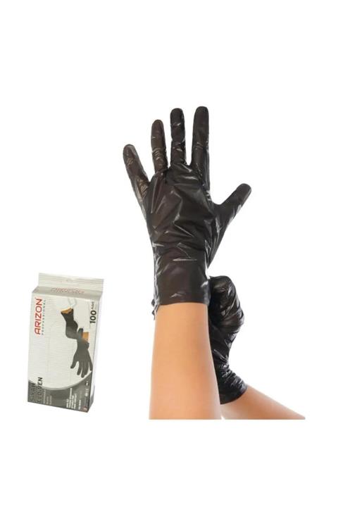 Arizon Siyah Renk 200 Adet Pudrasız Tek Kullanımlık Eldiven