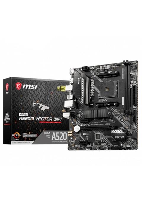 MSI Mag A520m Vector Wıfı Ddr4 M2 Pcıe Nvme Hdmı Dp Pcıe 16x V3.0 Am4 Matx