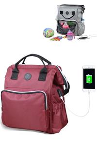 My Valice Smart Bag Usb'li Anne Bebek Bakım ve Sırt Çantası 1401 Bordo