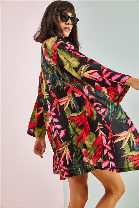 Bianco Lucci Kadın Multi Desenli Viskon Kimono