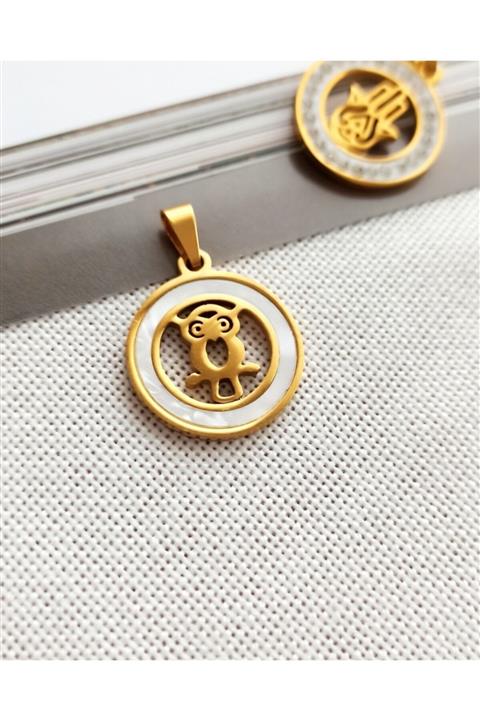 Ginger Takı Mineli Baykuş Gold Çelik Kolye Ucu