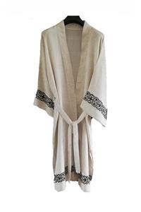 noyin Kadın Naturel Baskılı Kimono Keten
