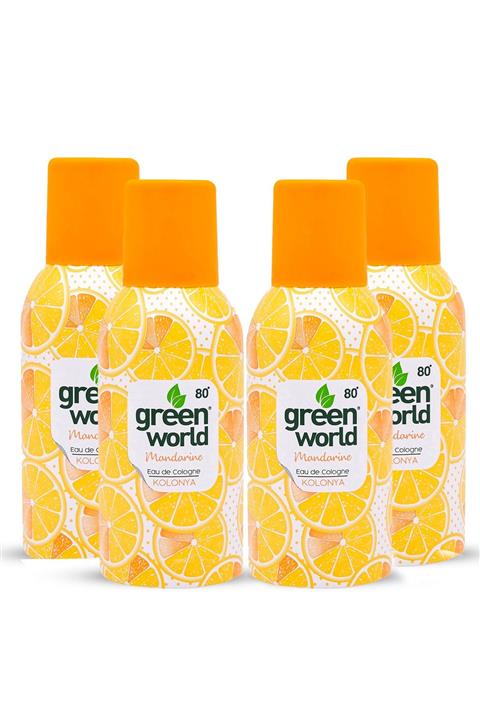 Green World 4'lü Aerosol Sprey Kolonya Mandalina 80 Derece 4x150 Ml