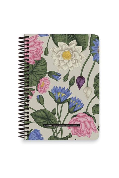 Gıpta 2022 Lotus Spiralli Günlük Ajanda 17x24 Krem