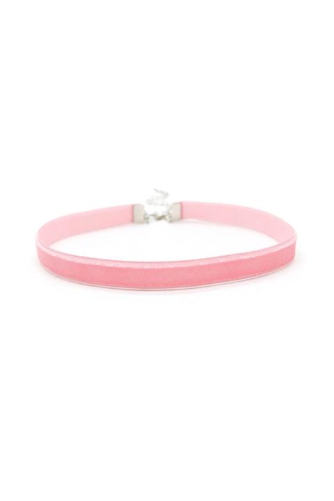 takıperest Pembe Renkli Kadife Tasma Choker Kolye