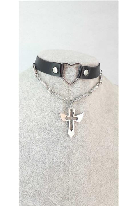 Fugusugu Kalp Merkezli Melek Haç Gotik Halat Choker