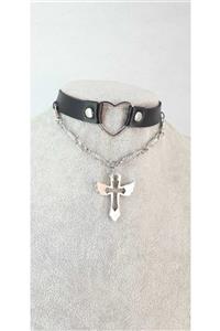 Fugusugu Kalp Merkezli Melek Haç Gotik Halat Choker