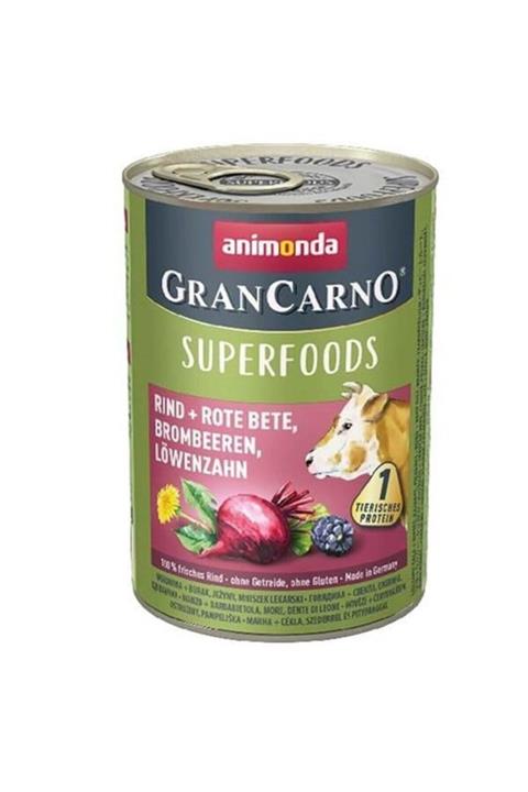 Animonda Gran Carno Superfoods Sığır Etli Pancar Ve Böğürtlenli Yetişkin Köpek Konservesi 400 Gr