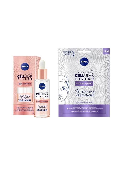 Nivea Hyaluron Cellular Filler Sarkma Karşıtı Yağ Iksiri 30ml &10 Dakika Dolgunlaştırıcı Kağıt Maske