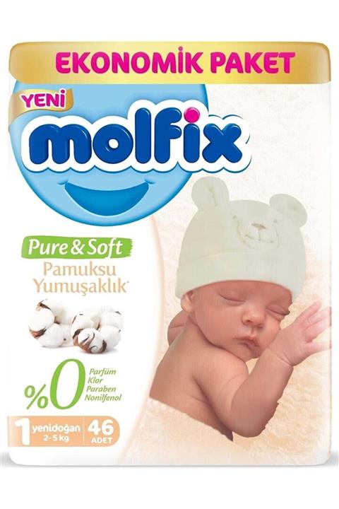 Molfix 1 Numara Yenidoğan Pure & Soft 46*4 184 Adet Bez