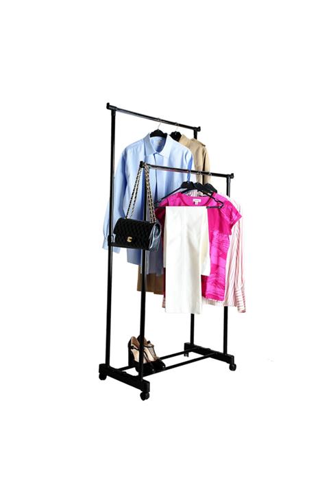 AntDesign İkili Elbise Askılığı  teleskopik Ayarlanabilir Ve Tekerlekli