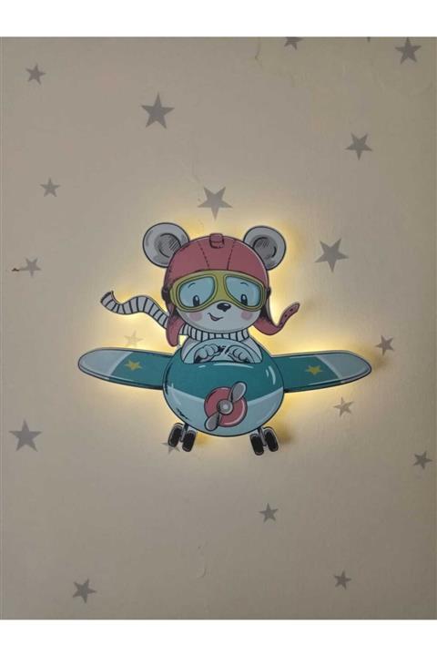 Işıklı Toplar Türkiye Uv Baskı Uçak Üzeri Ayıcık Gece Lambası