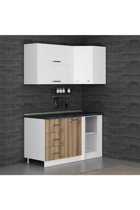 Minar 150 cm Köşe Mutfak Dolabı Beyaz Dore K150-d4