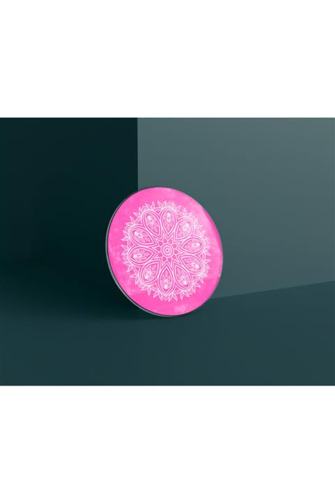 Glory Glassware Pembe Desenli Cam Kesme Tahtası Çap:32cm