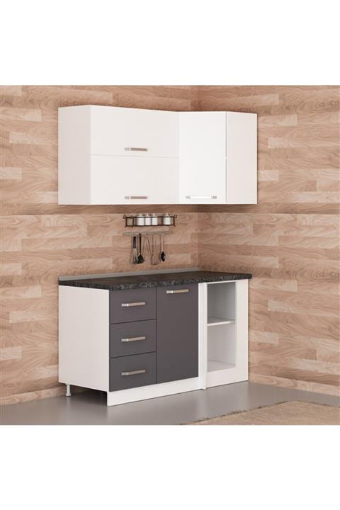 Minar 150cm Köşe Mutfak Dolabı - Beyaz/antrasit K150-a4