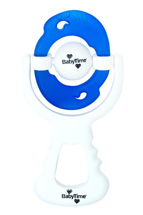 Afili Babytime Mavi Beyaz Çıngıraklı Sulu Diş Kaşıyıcı