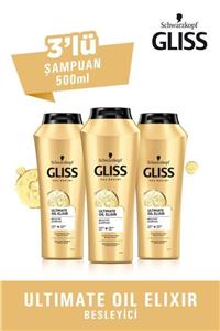 Gliss Ultimate Oil Elixir Besleyici Şampuan 500 ml 3'lü